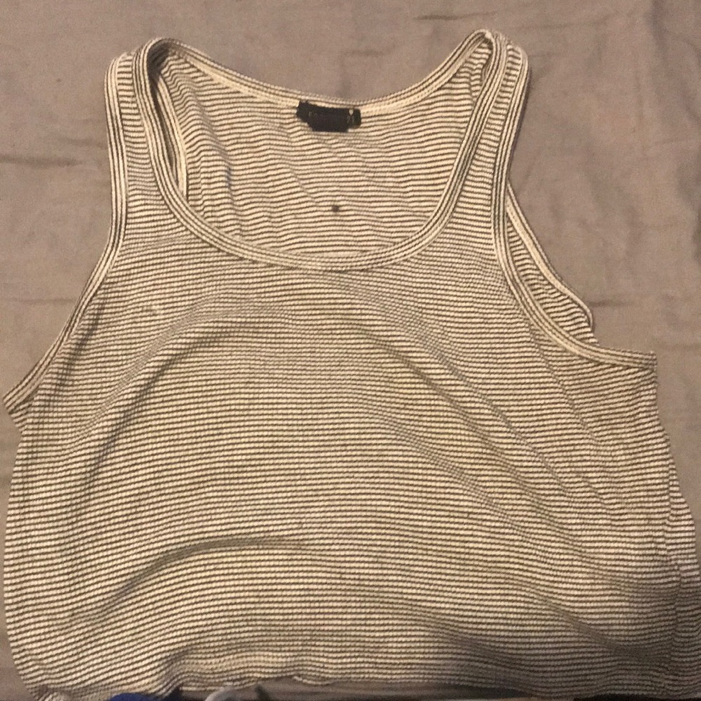 Forever 21 black and white striped crop top